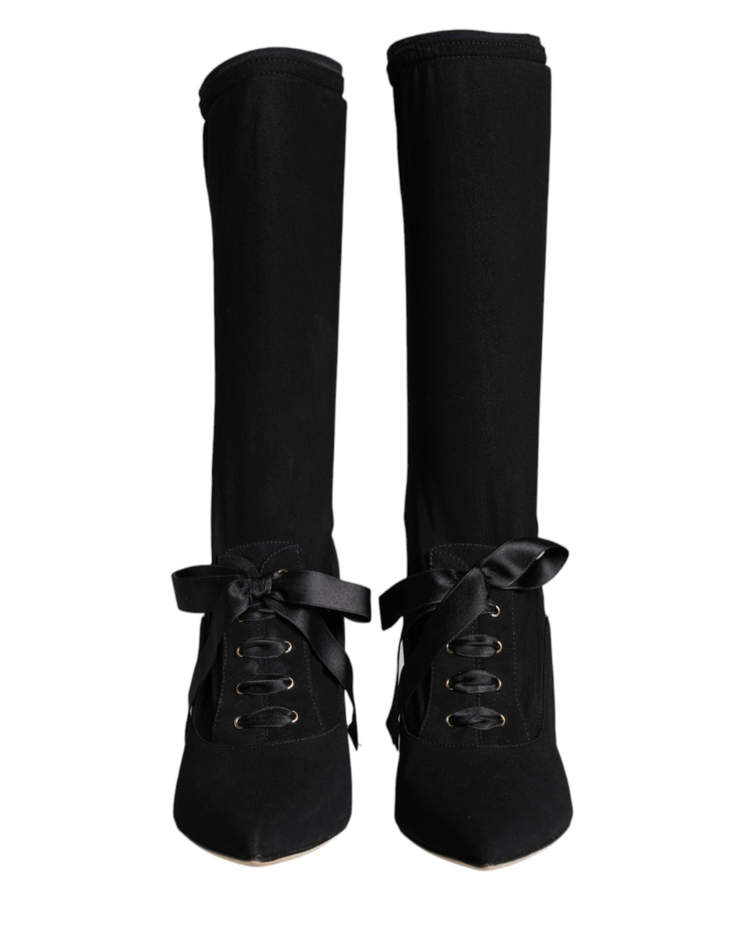 Bottes mi-mollet noires à talons aiguilles Dolce &amp;amp; Gabbana
