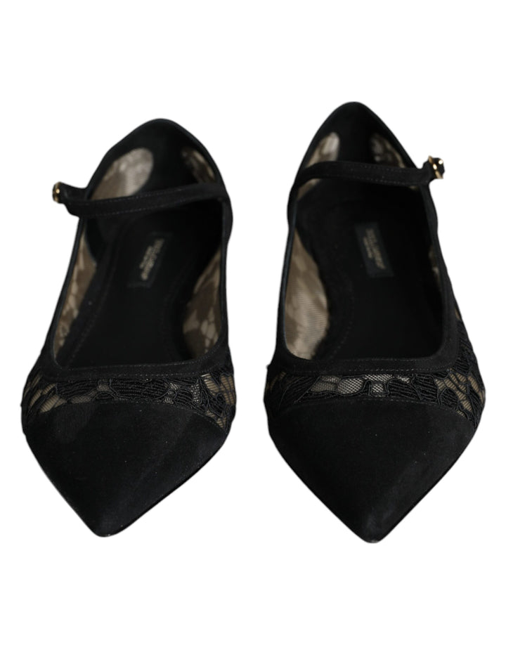 Chaussures plates Bellucci noires en dentelle Taormina de Dolce &amp;amp; Gabbana