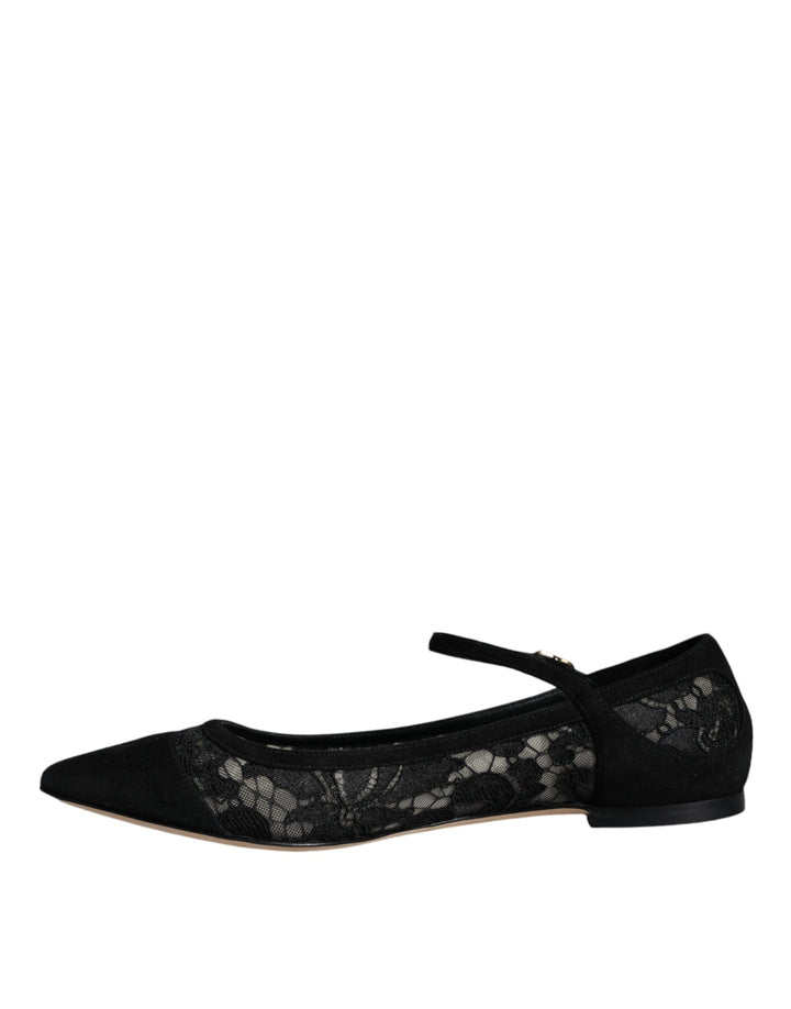 Chaussures plates Bellucci noires en dentelle Taormina de Dolce &amp;amp; Gabbana