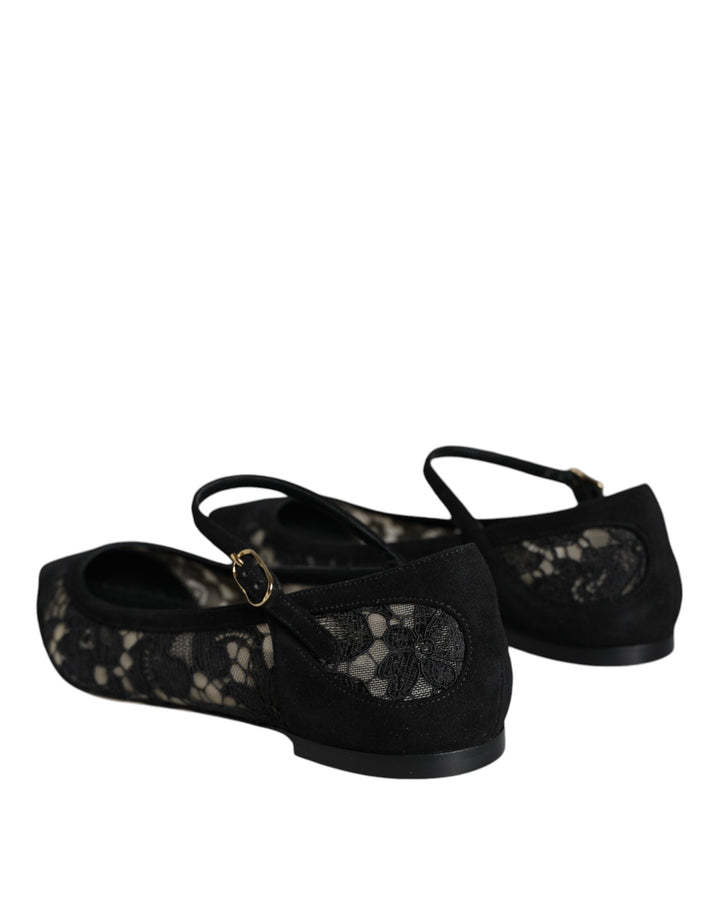 Chaussures plates Bellucci noires en dentelle Taormina de Dolce &amp;amp; Gabbana
