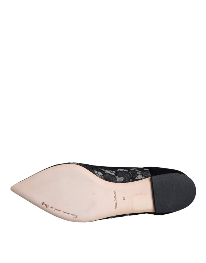 Chaussures plates Bellucci noires en dentelle Taormina de Dolce &amp;amp; Gabbana