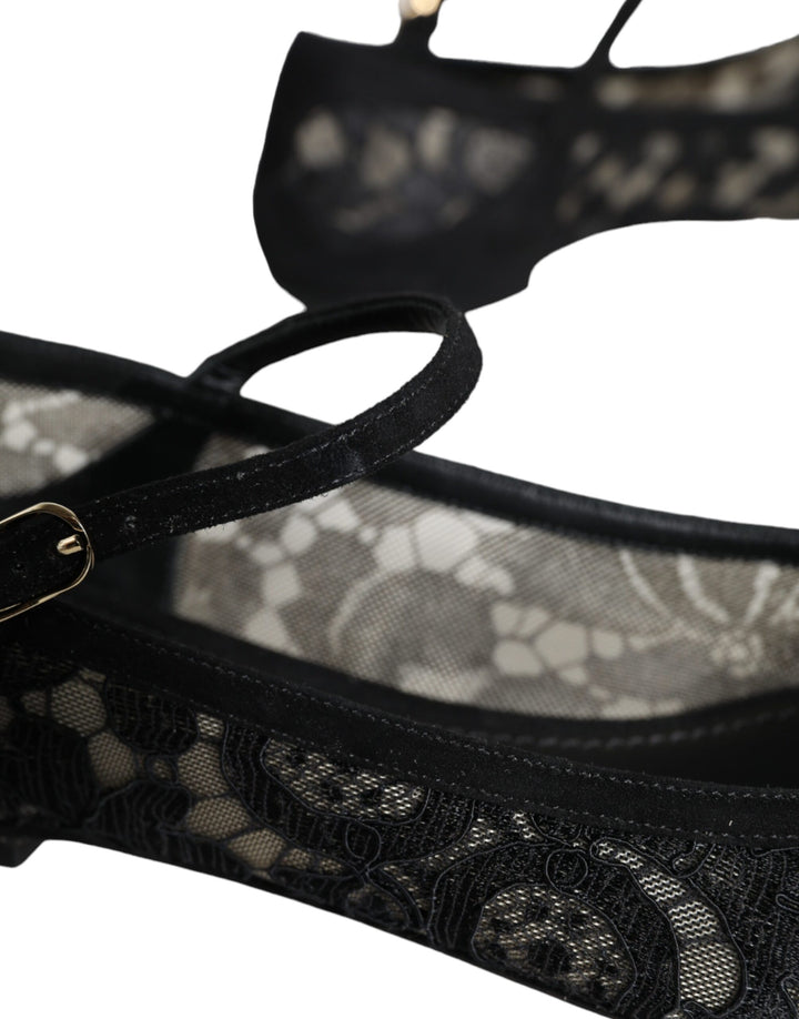 Chaussures plates Bellucci noires en dentelle Taormina de Dolce &amp;amp; Gabbana