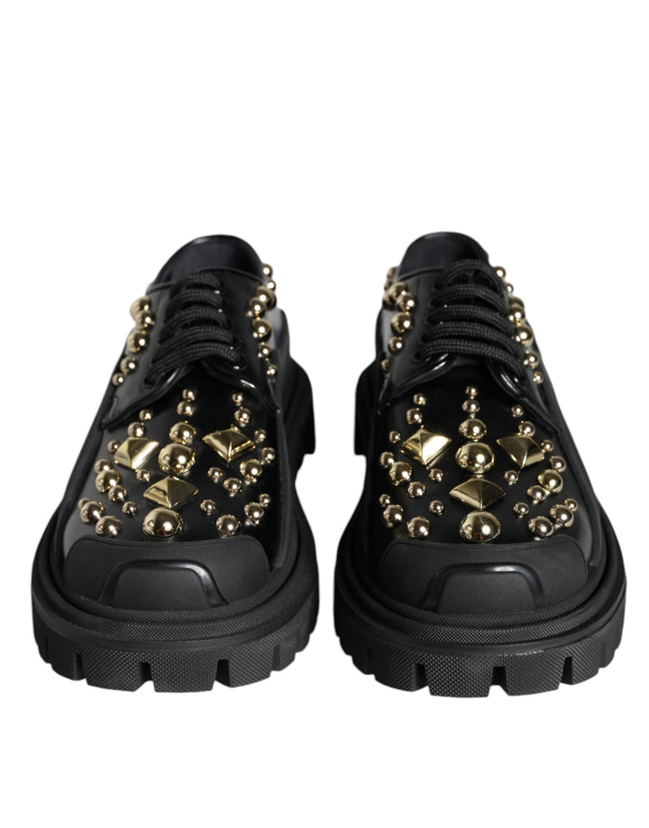 Chaussures de randonnée en cuir noir Dolce &amp;amp; Gabbana à ornements