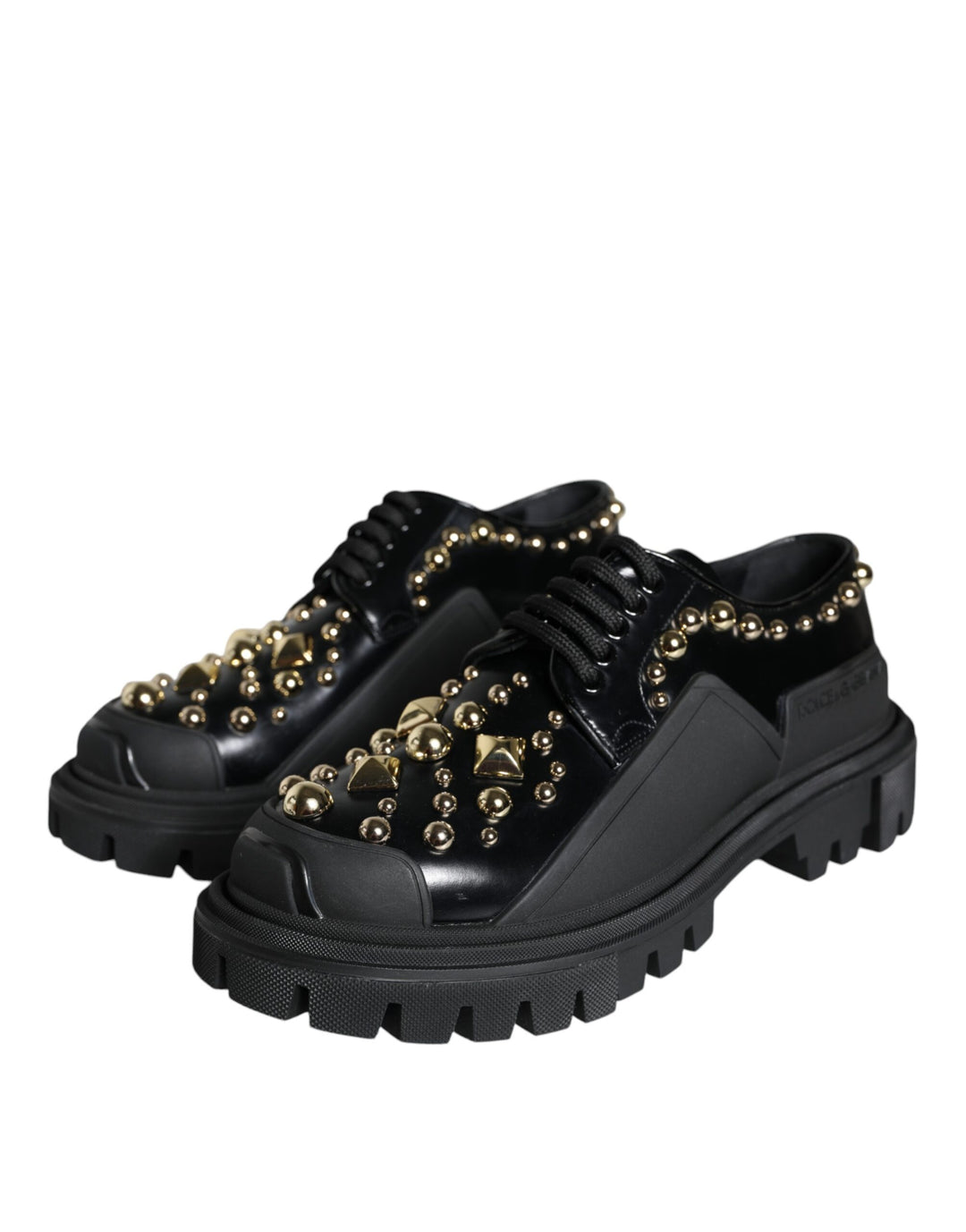 Chaussures de randonnée en cuir noir Dolce &amp;amp; Gabbana à ornements