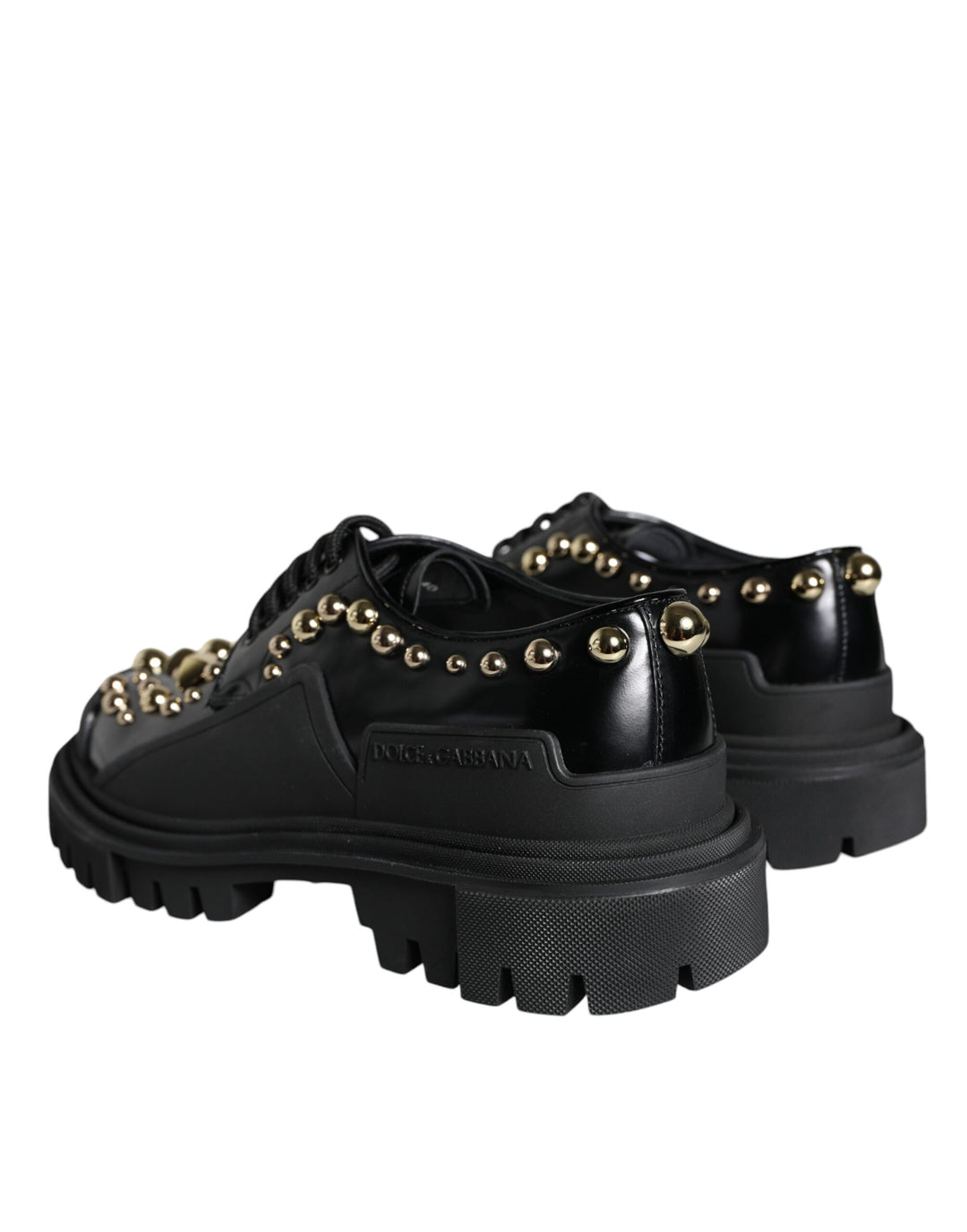 Chaussures de randonnée en cuir noir Dolce &amp;amp; Gabbana à ornements