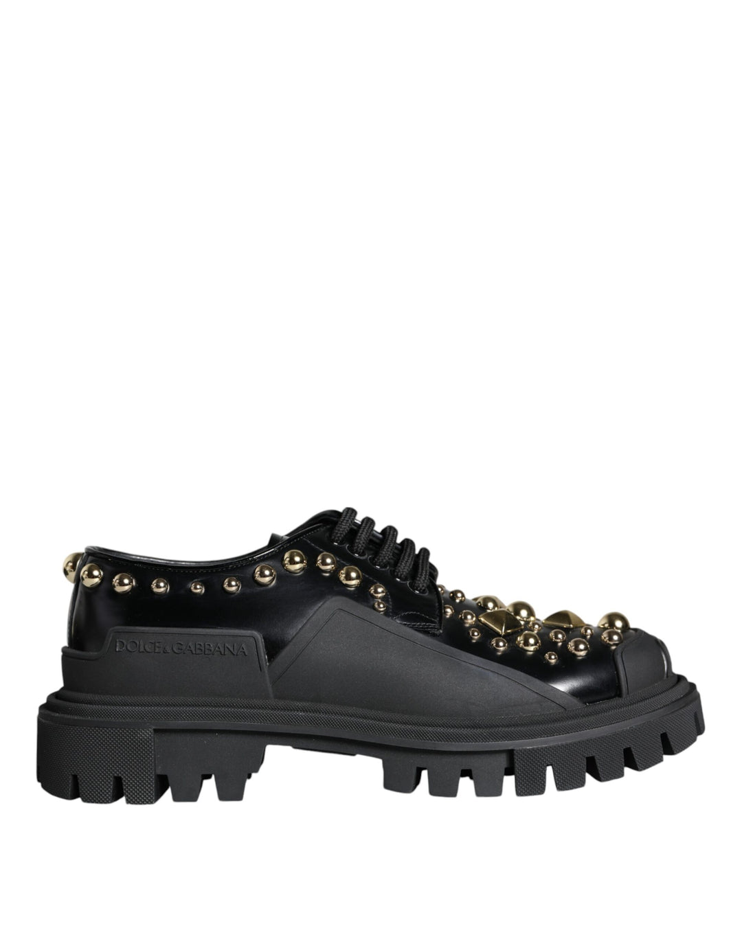 Chaussures de randonnée en cuir noir Dolce &amp;amp; Gabbana à ornements