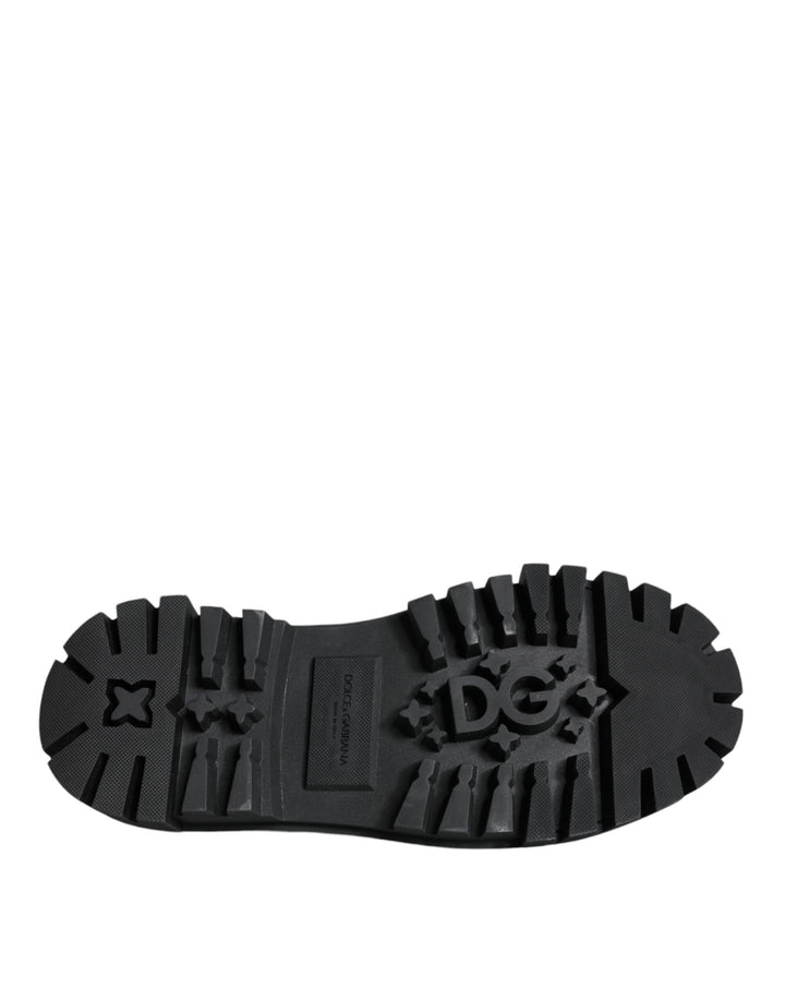 Chaussures de randonnée en cuir noir Dolce &amp;amp; Gabbana à ornements