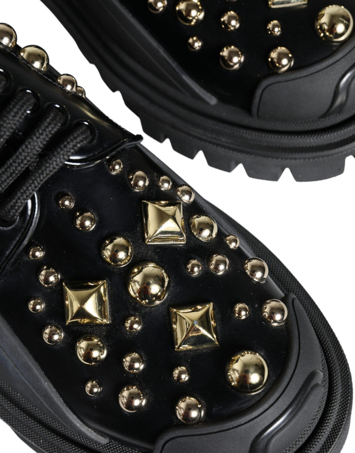 Chaussures de randonnée en cuir noir Dolce &amp;amp; Gabbana à ornements