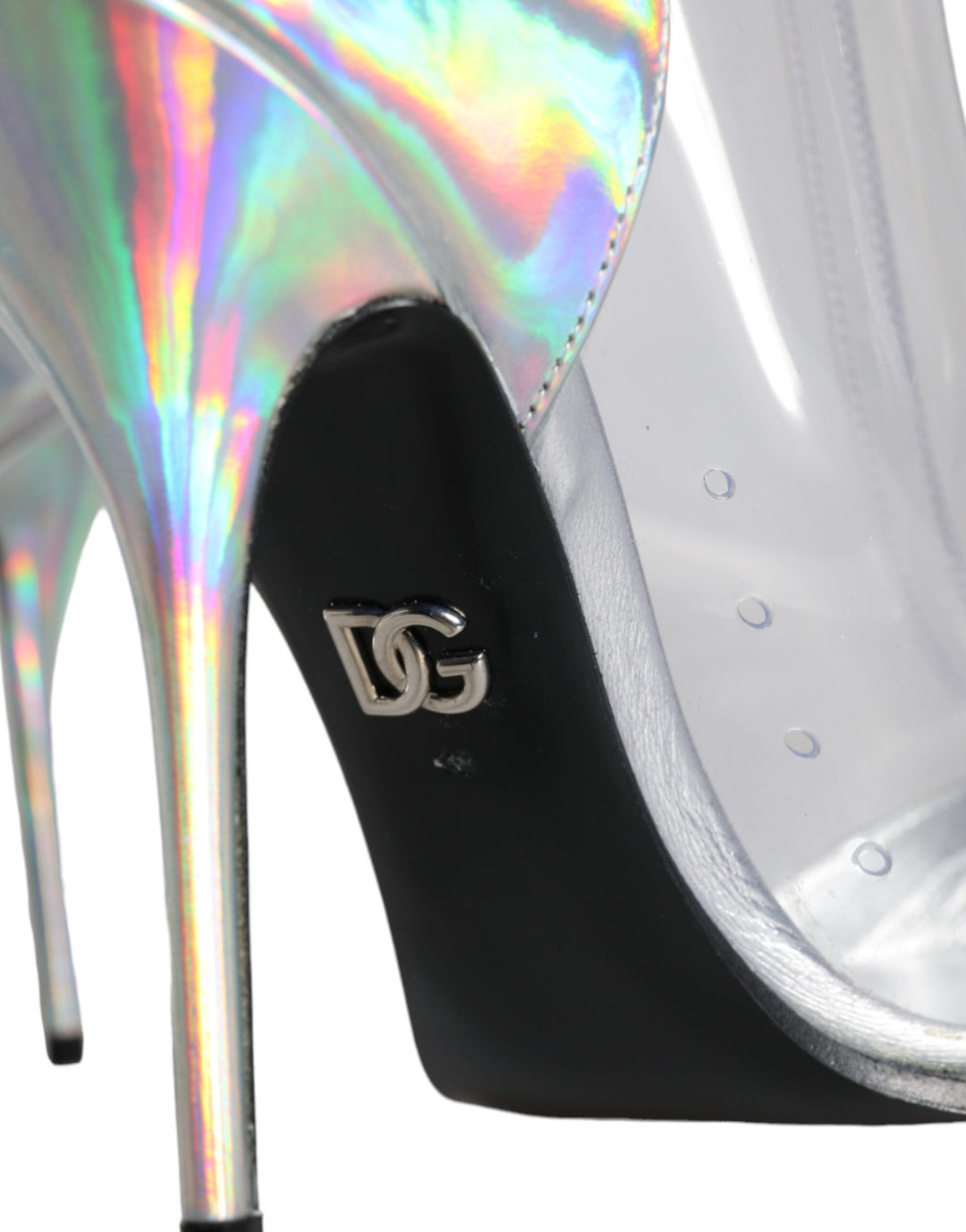 Dolce &amp; Gabbana Silver Iridescent PVC Pointed Short Boots Shoes
