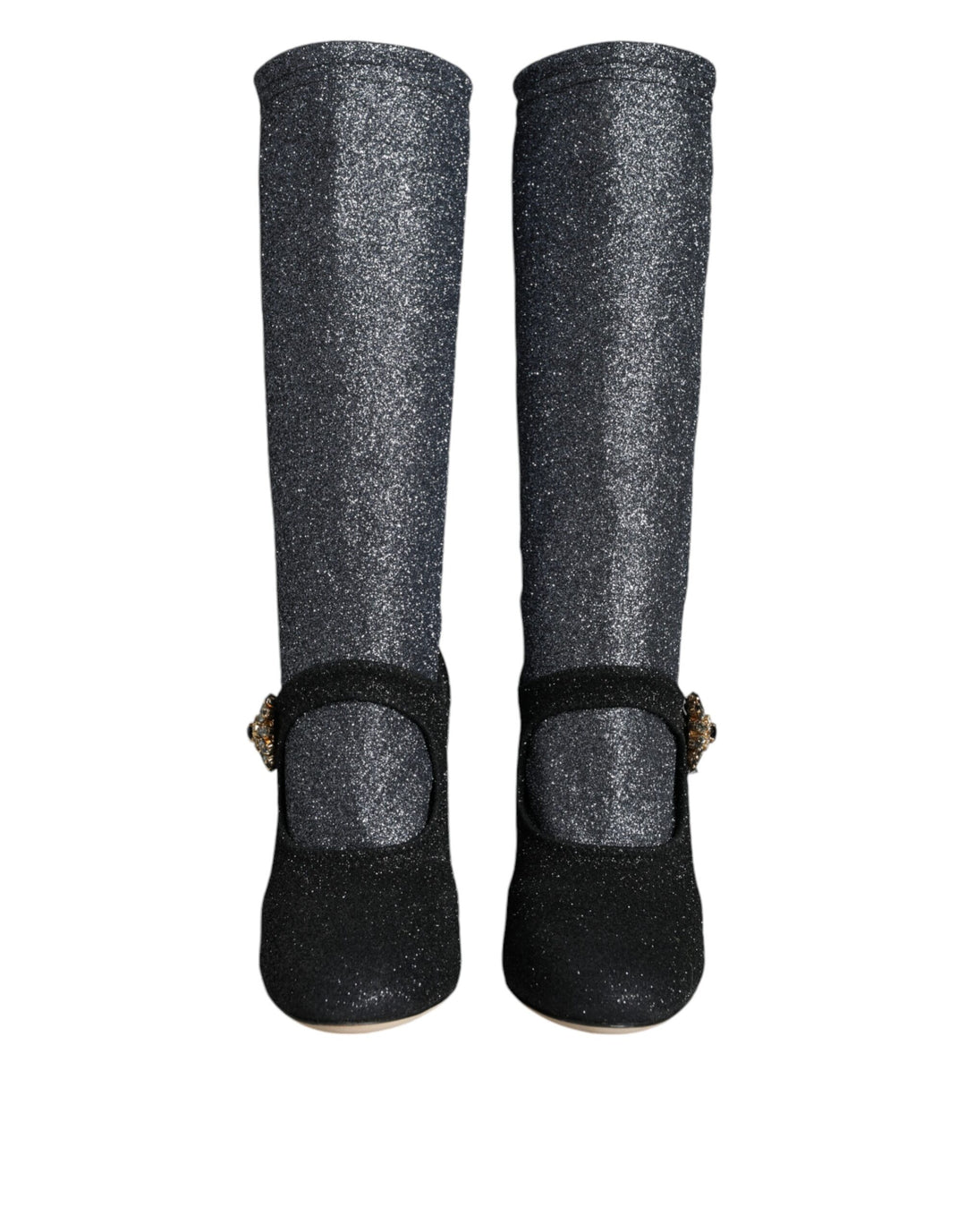 Dolce &amp; Gabbana Black Crystal Mary Janes Booties Shoes