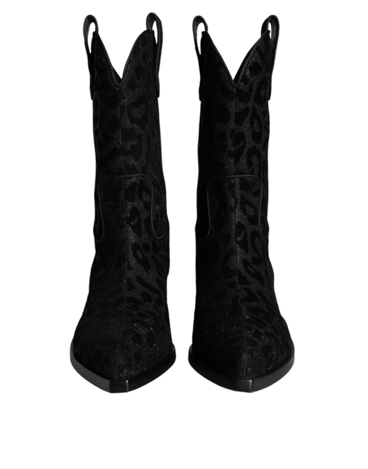 Botas vaqueras de leopardo en gris y negro de Dolce &amp;amp; Gabbana