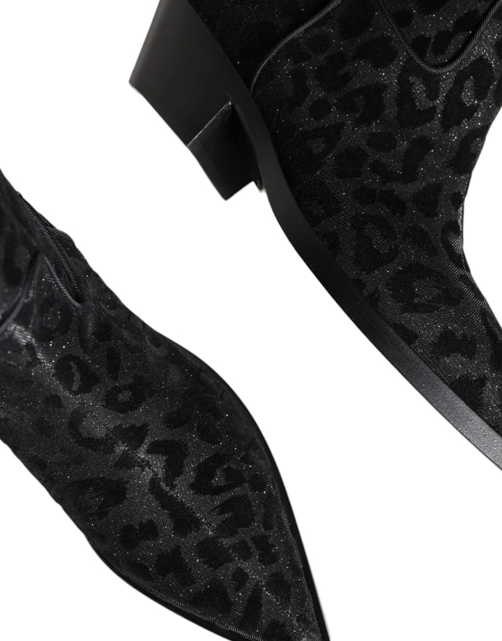 Botas vaqueras de leopardo en gris y negro de Dolce &amp;amp; Gabbana