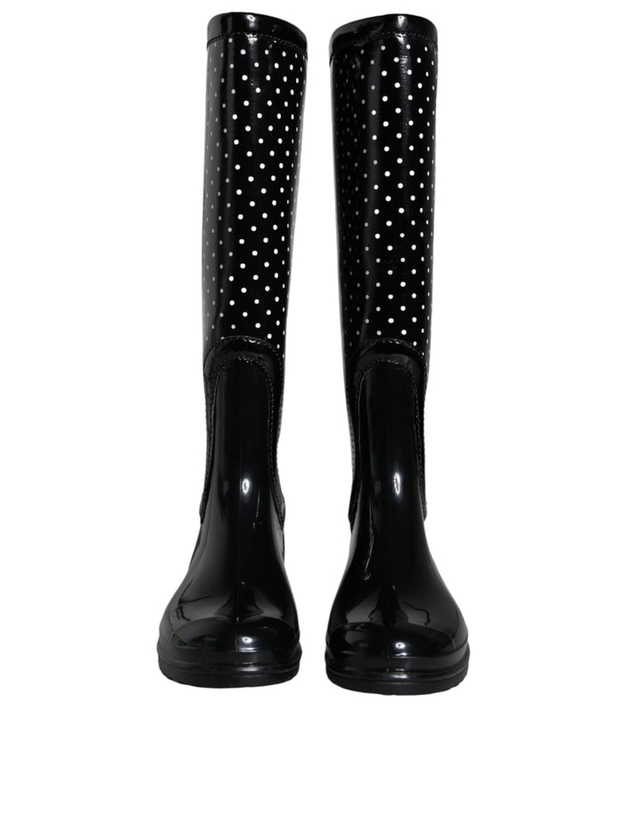 Botas altas hasta la rodilla de goma con lunares negros de Dolce &amp;amp; Gabbana