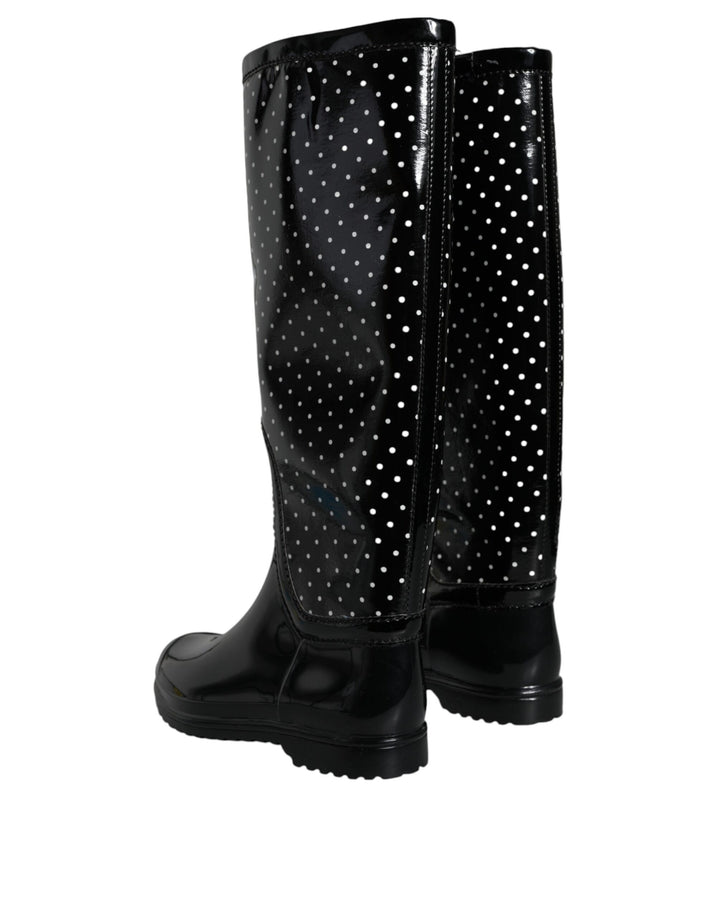 Botas altas hasta la rodilla de goma con lunares negros de Dolce &amp;amp; Gabbana