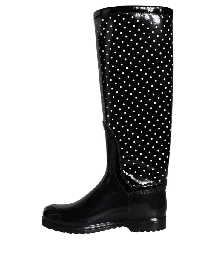 Botas altas hasta la rodilla de goma con lunares negros de Dolce &amp;amp; Gabbana