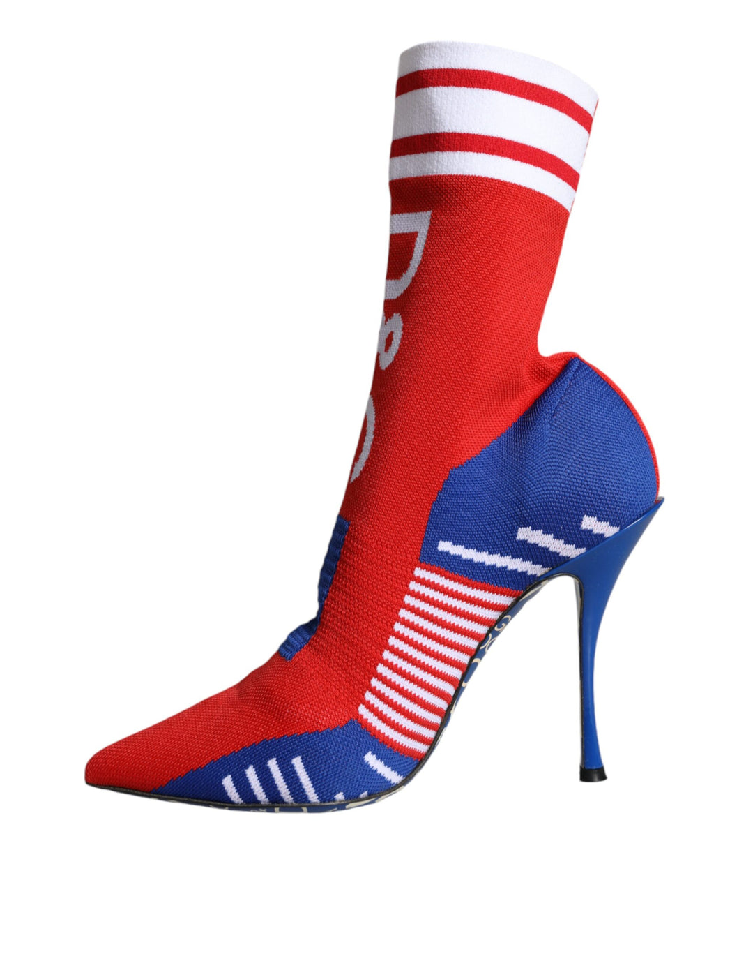 Bottines extensibles style chaussettes Dolce &amp;amp; Gabbana rouges et bleues avec logo