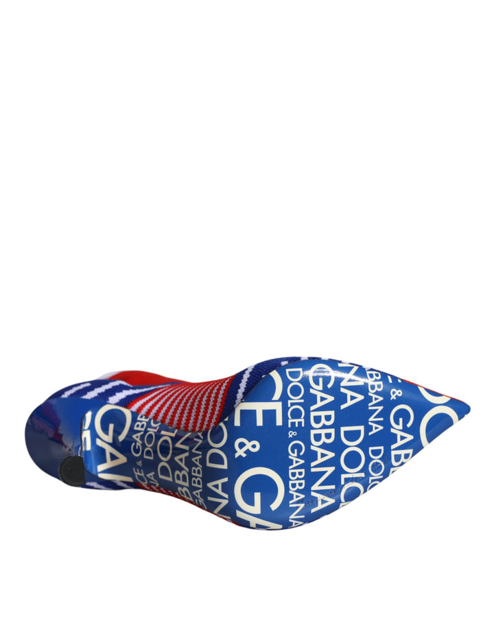 Bottines extensibles style chaussettes Dolce &amp;amp; Gabbana rouges et bleues avec logo