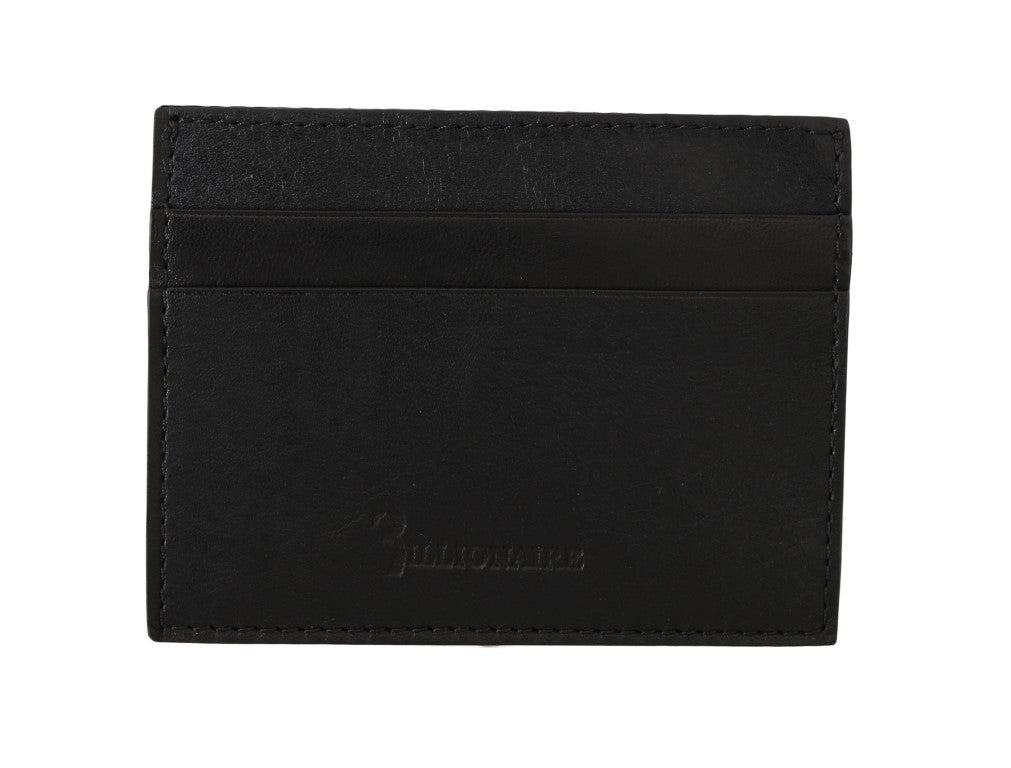 Cartera Billionaire Italian Couture de cuero negro de lujo