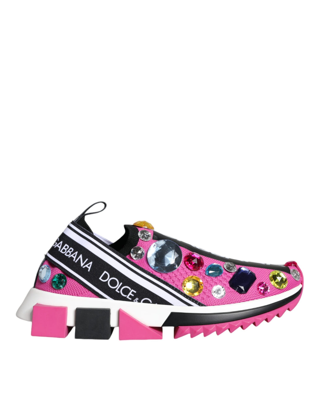 Dolce &amp; Gabbana Pink Sorrento Crystals Low Top Sneakers Shoes