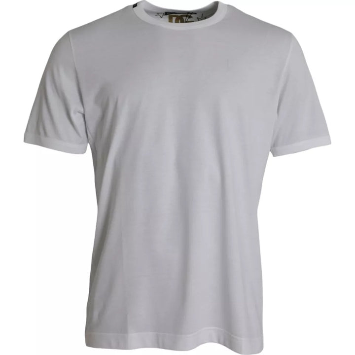 Dolce &amp; Gabbana White Cotton Round Neck Short Sleeves T-shirt
