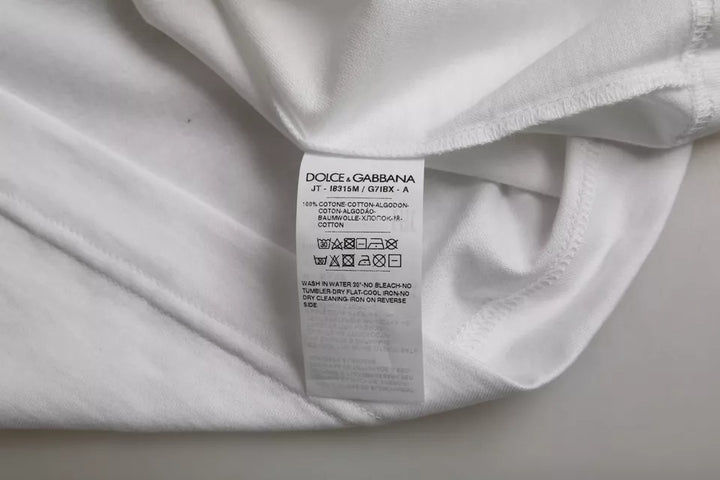 Dolce &amp; Gabbana White Cotton Round Neck Short Sleeves T-shirt