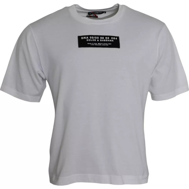 Dolce &amp; Gabbana White Cotton DG Applique Men Casual T-shirt