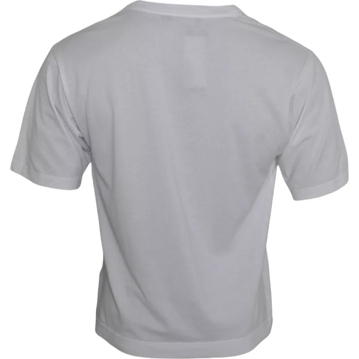 Dolce &amp; Gabbana White Cotton DG Applique Men Casual T-shirt