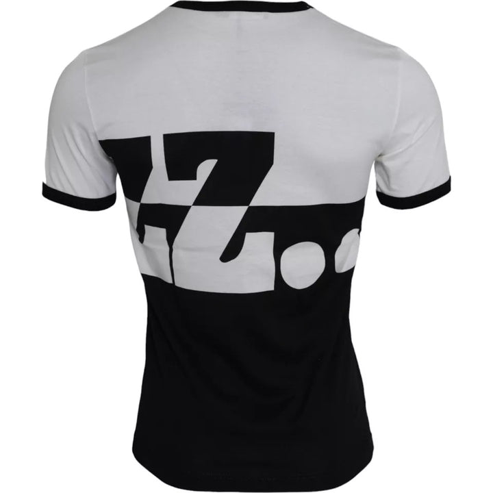 Dolce &amp; Gabbana Black White Jazz Print Cotton Short Sleeves T-shirt