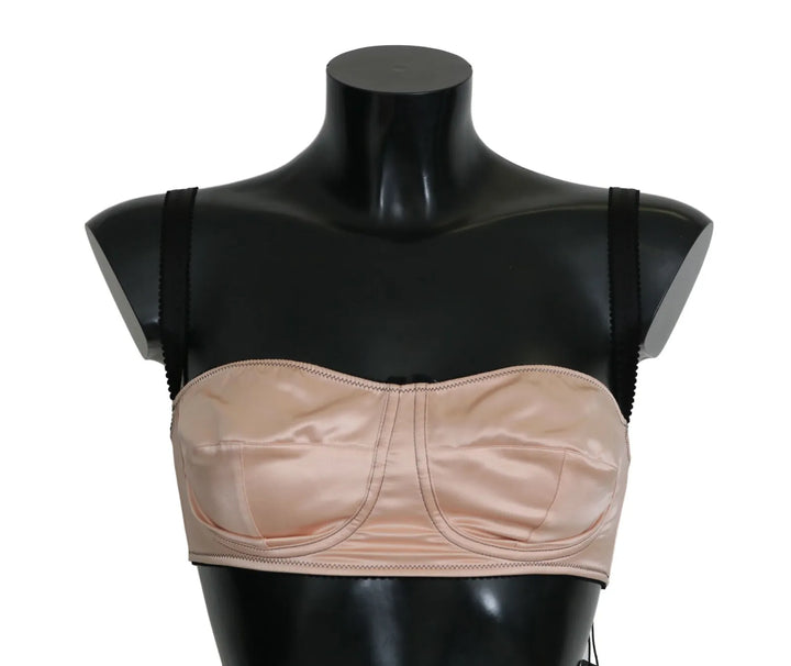 Dolce &amp; Gabbana Black Straps Pink Balconcino Bra
