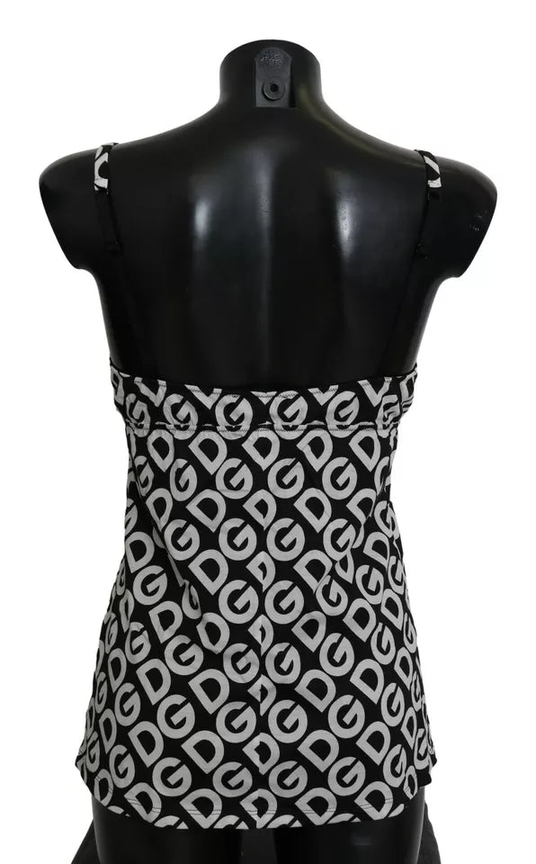 Dolce &amp; Gabbana Black DG Mania Print Sleeveless Swimwear
