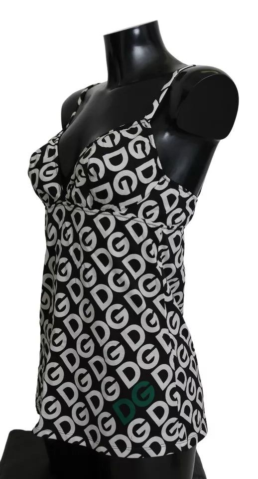 Dolce &amp; Gabbana Black DG Mania Print Sleeveless Swimwear