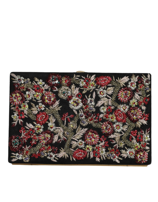 Sac à main de soirée Dolce &amp; Gabbana à motif floral multicolore et cadre doré