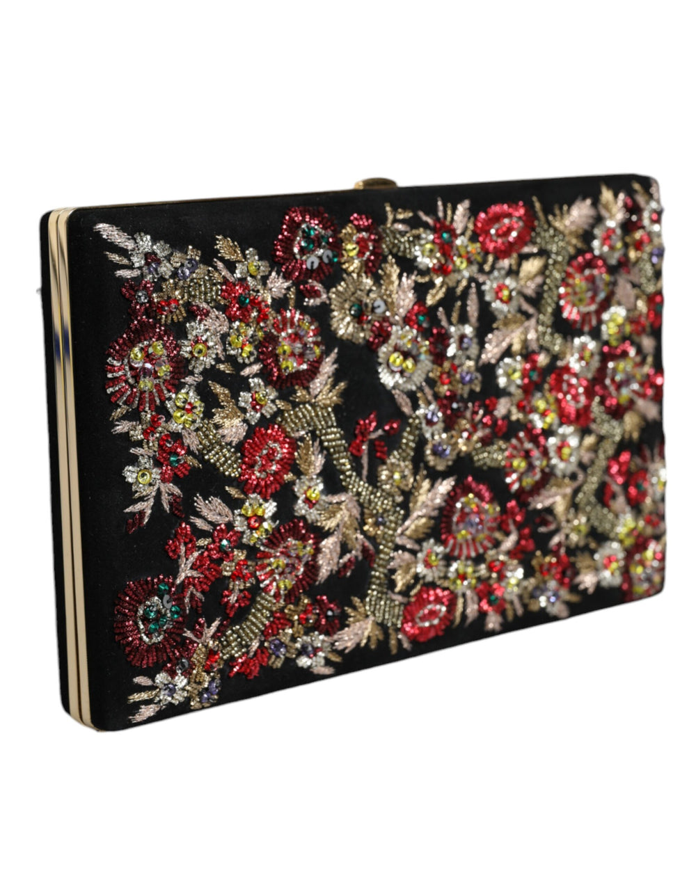Dolce & Gabbana - Multicolor Floral Gold Frame Clutch Evening Purse Bag