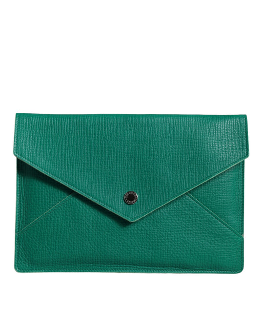 Pochette en cuir vert Dolce &amp; Gabbana, mini-sac à main, étui pour tablette