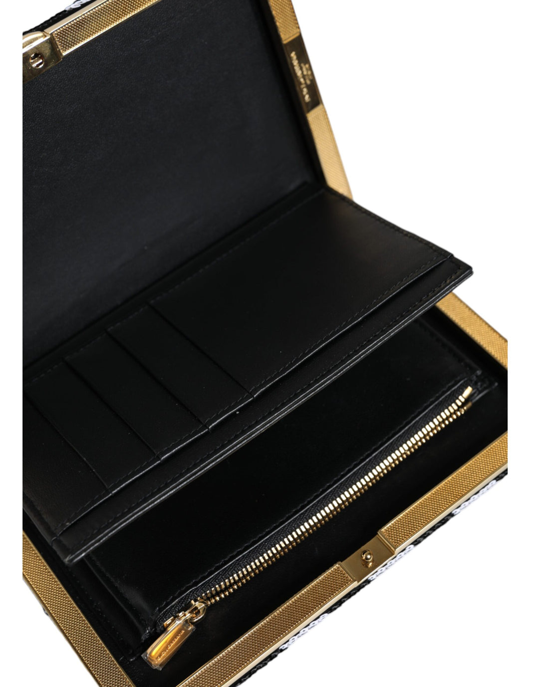 Dolce &amp; Gabbana Black White Gold Frame Clutch Evening Party Purse Bag