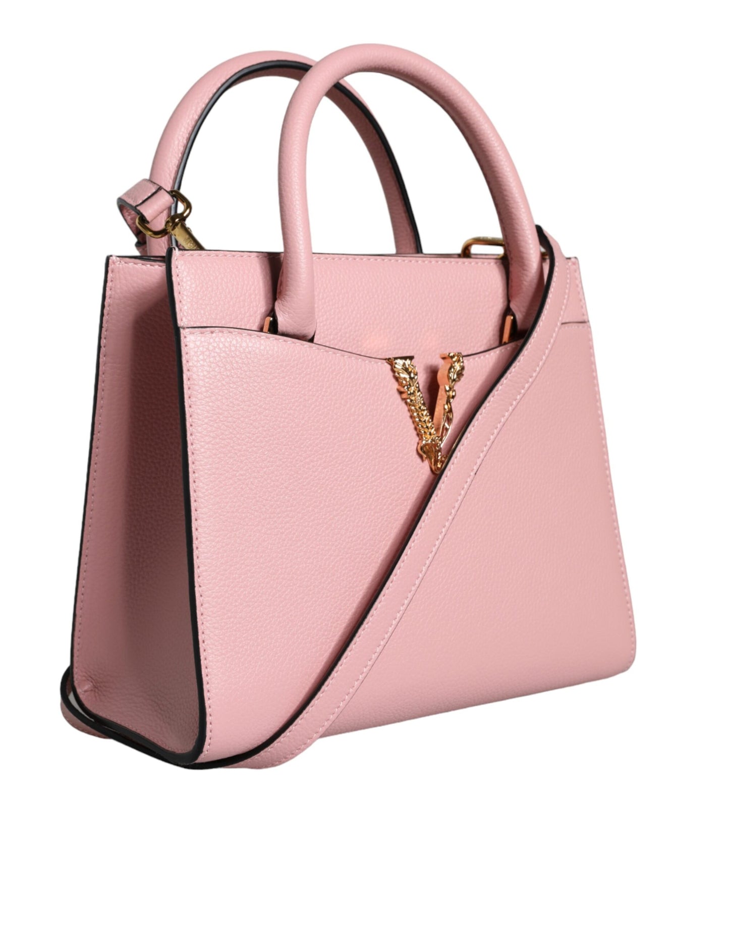 Bolso bandolera Versace rosa pequeño con asa superior de piel de becerro granulada