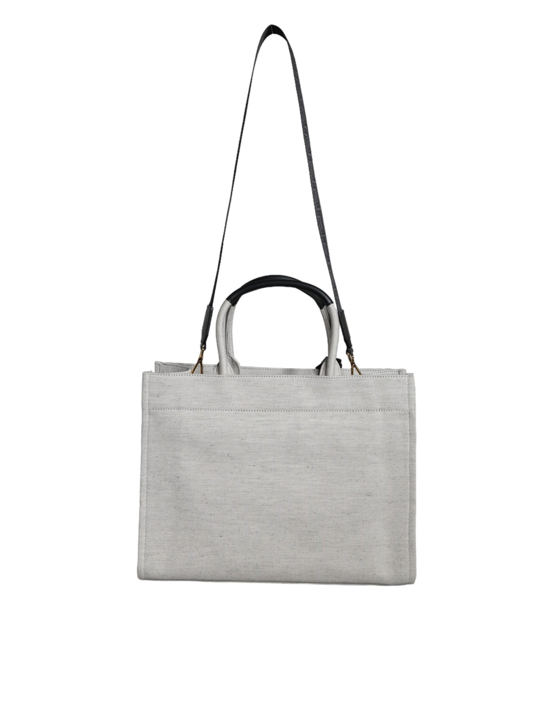 Bolso tote Versace blanco con asa superior de lona y cuero con logotipo