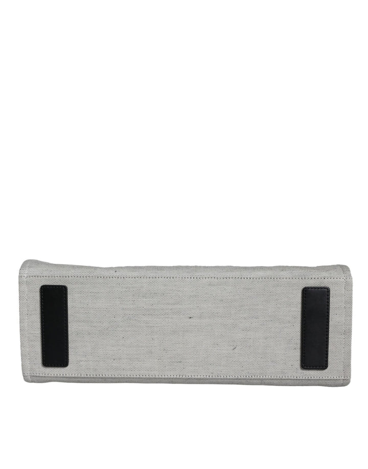 Bolso tote Versace blanco con asa superior de lona y cuero con logotipo