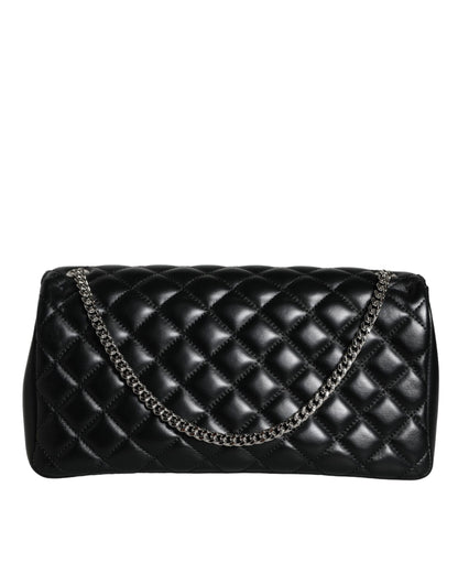 Bolso bandolera Versace de piel de cordero acolchada negra