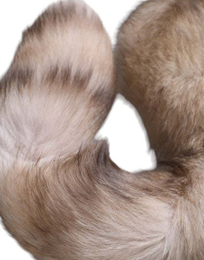 Écharpe d'hiver cache-cou en fourrure de renard marron givré Dolce &amp; Gabbana