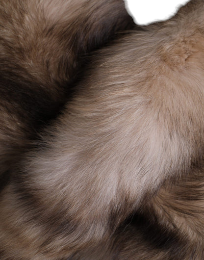 Écharpe d'hiver cache-cou en fourrure de renard marron givré Dolce &amp; Gabbana