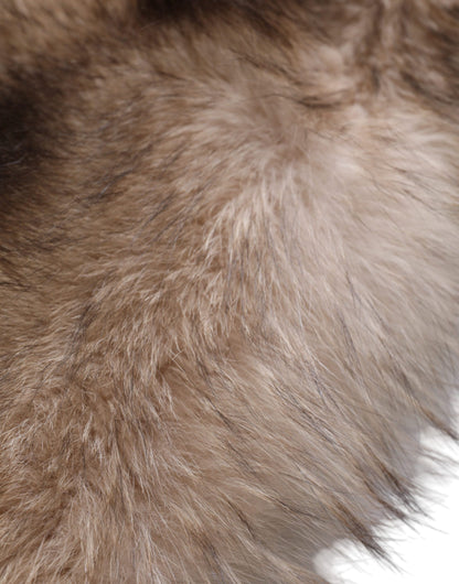 Écharpe d'hiver cache-cou en fourrure de renard marron givré Dolce &amp; Gabbana