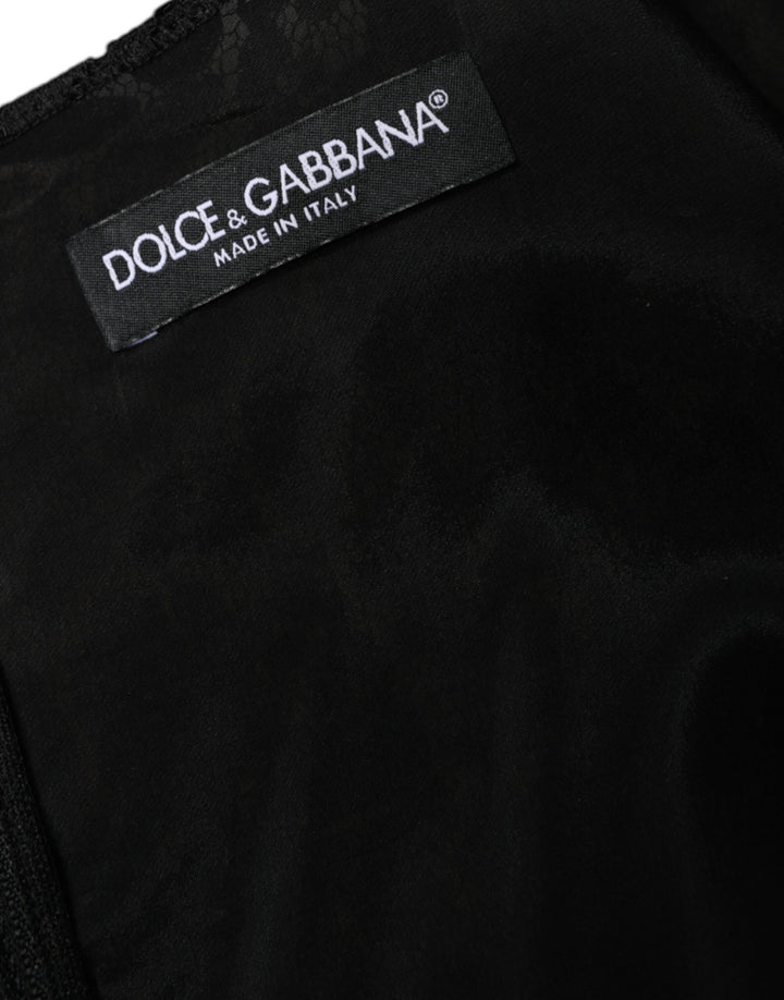 Dolce &amp; Gabbana Black Floral Lace Sheath Sleeveless Mini Dress