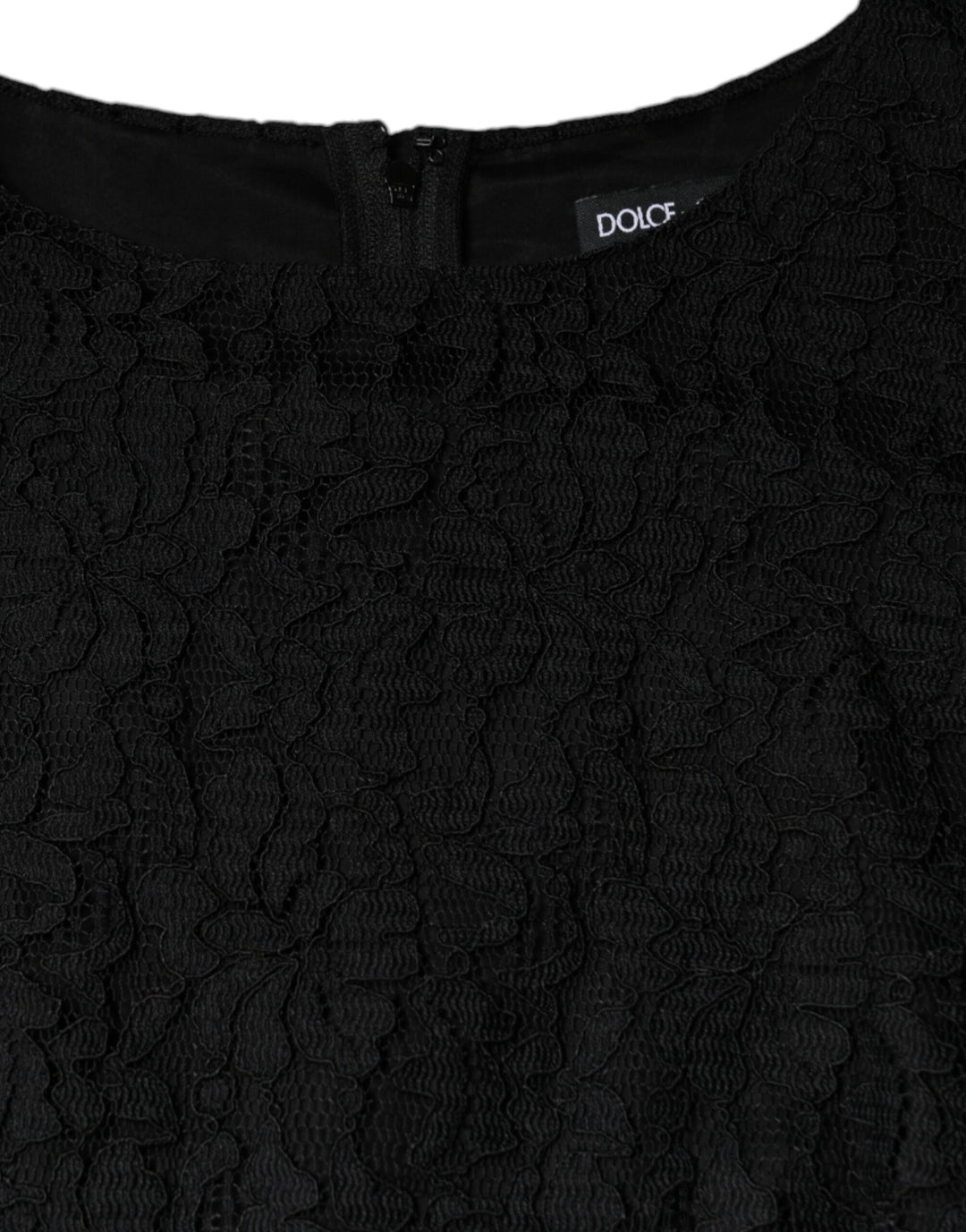 Dolce &amp; Gabbana Black Floral Lace Sheath Sleeveless Mini Dress