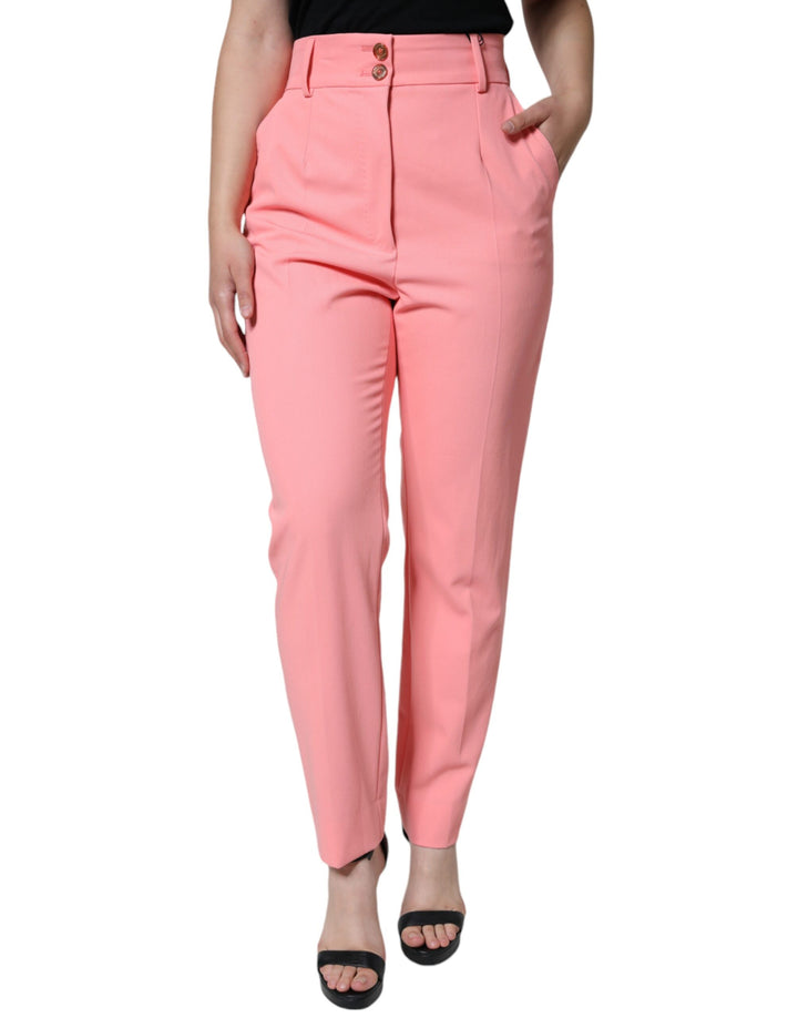 Pantalones cónicos de cintura alta de poliéster rosa rosa de Dolce &amp;amp; Gabbana