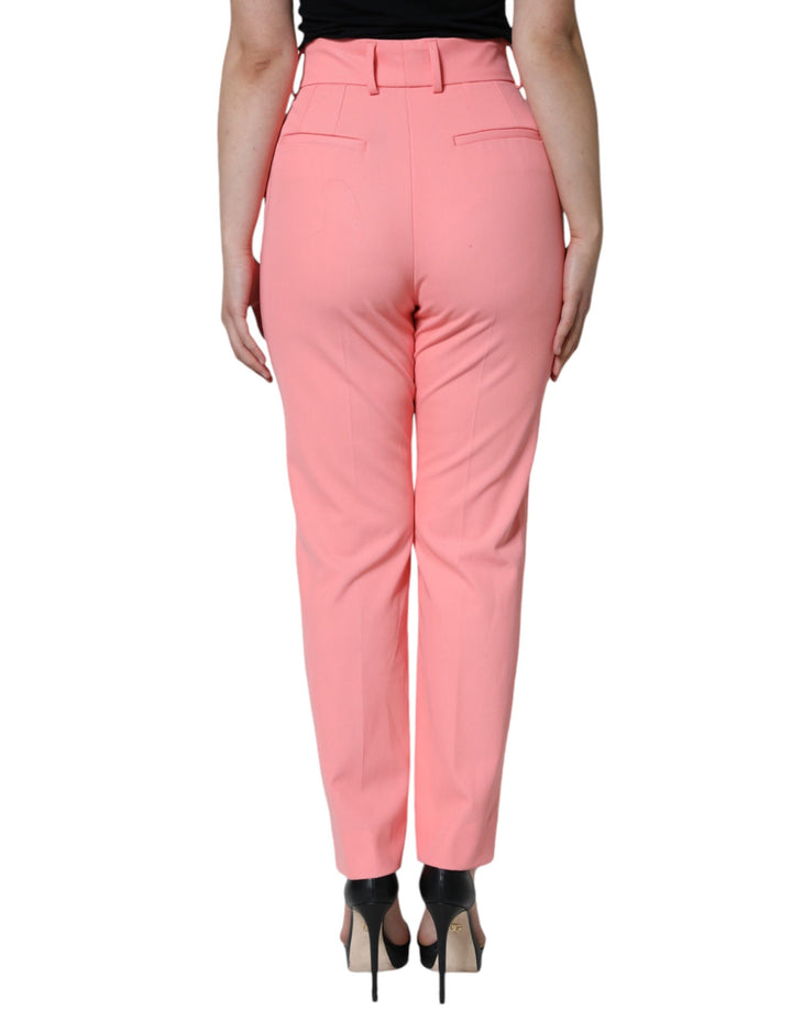 Pantalones cónicos de cintura alta de poliéster rosa rosa de Dolce &amp;amp; Gabbana
