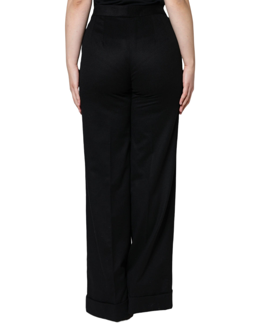 Dolce &amp; Gabbana Black Cashmere Mid Waist Women Boot Cut Pants