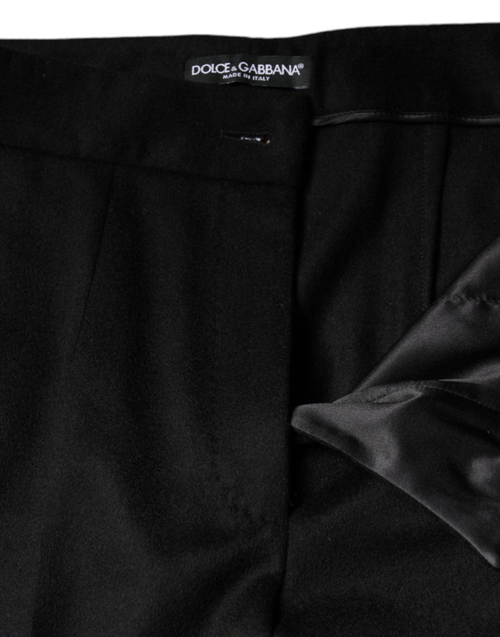 Dolce &amp; Gabbana Black Cashmere Mid Waist Women Boot Cut Pants