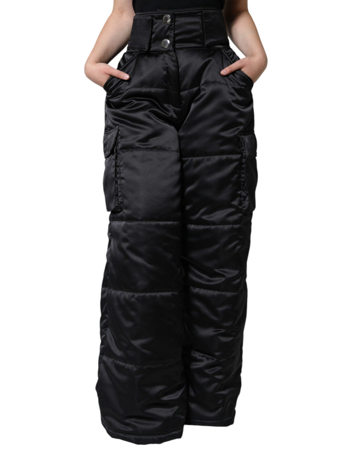 Pantalones negros de corte bota con cintura alta y acolchados de Dolce &amp;amp; Gabbana para mujer