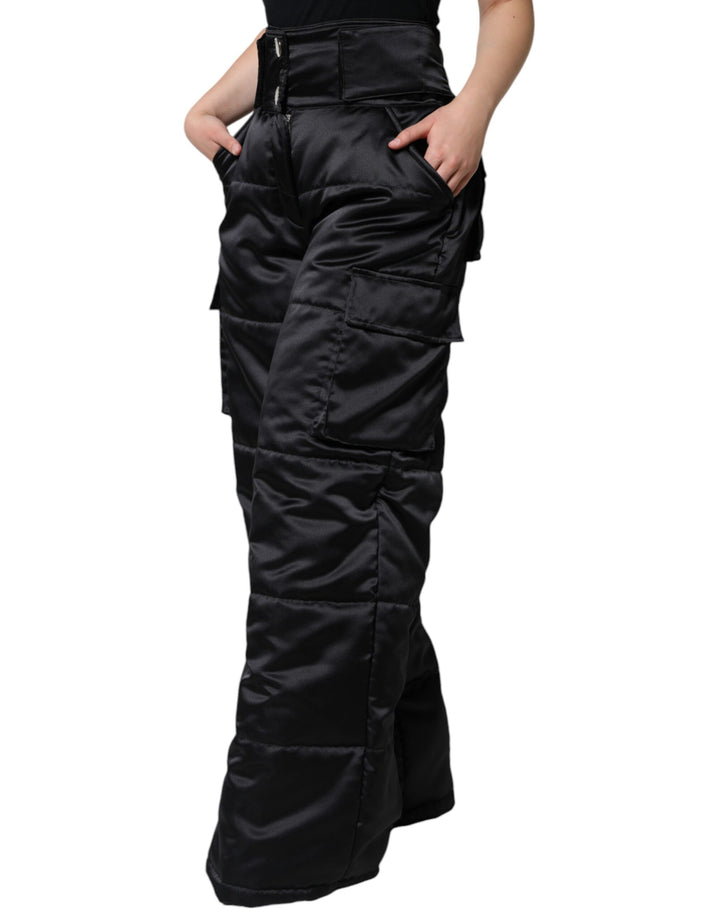 Pantalones negros de corte bota con cintura alta y acolchados de Dolce &amp;amp; Gabbana para mujer